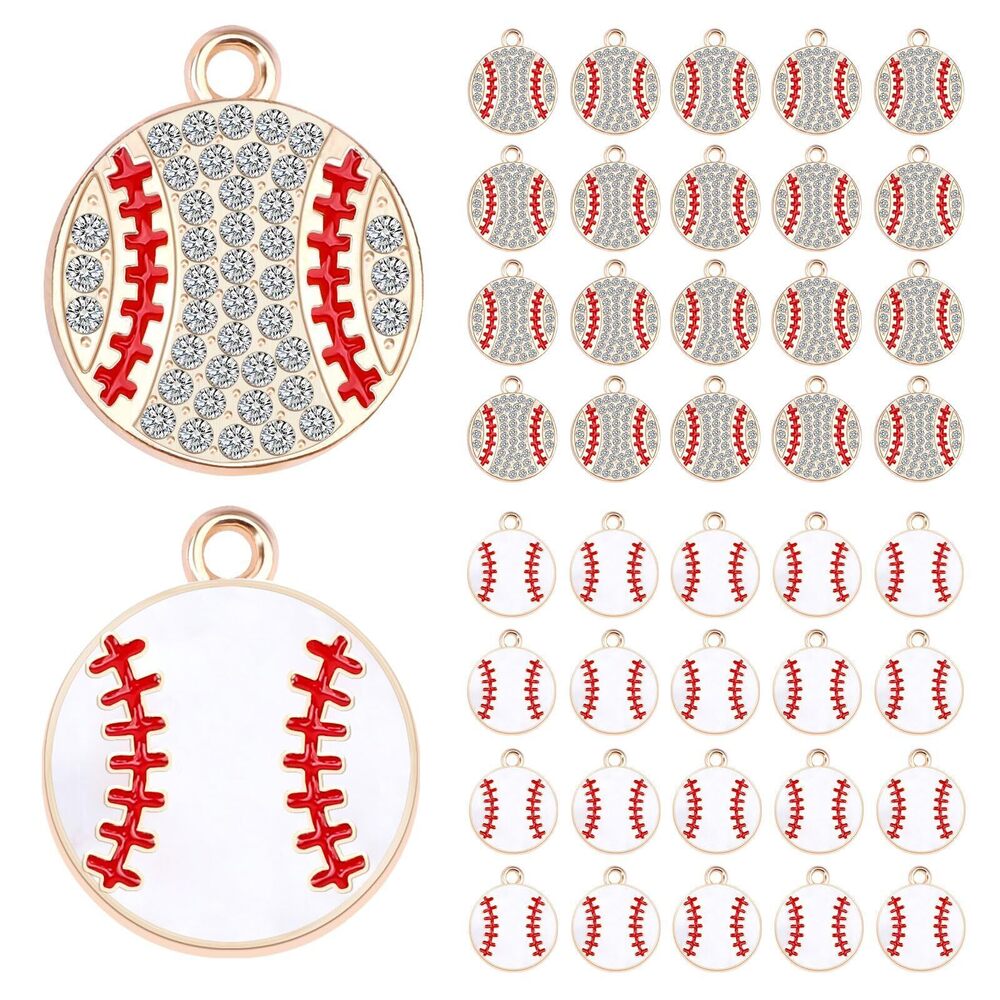 1087 40 Pcs/20 Pairs Sports Charms Baseball Charms for Jewelry Making